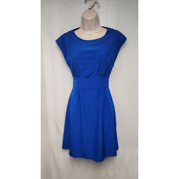 Gianni Bini Womens Blue Cap Sleeve Round Neck A Line Dress Size 0 - Picture 4 of 8